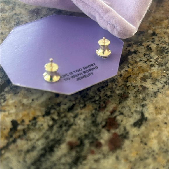 Melinda Maria Gold Earrings with Crystal Accents - Picture 3 of 3